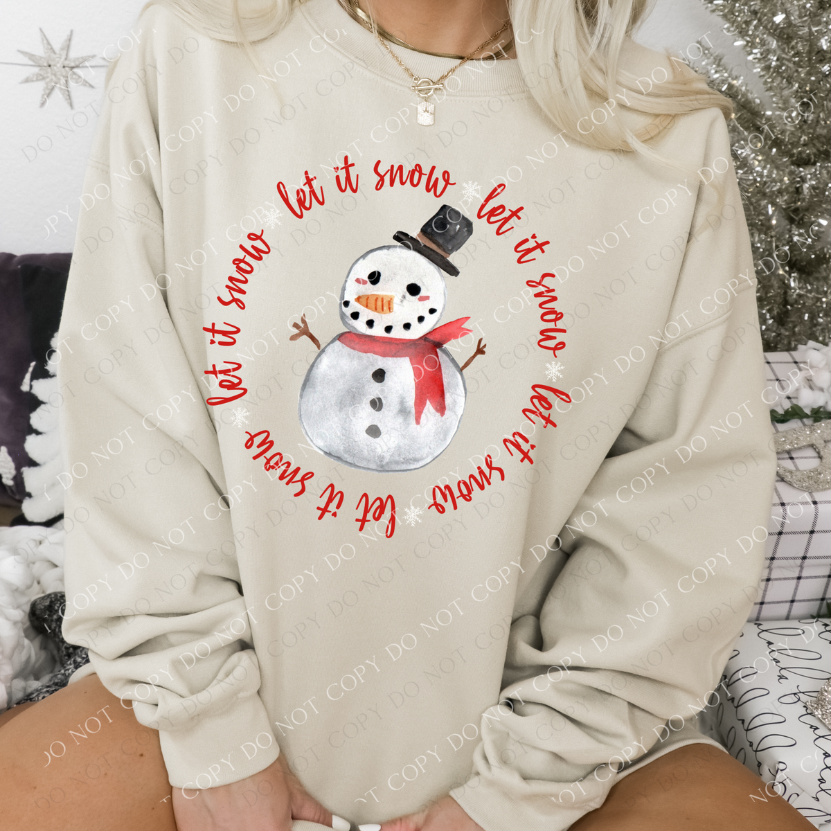Let it Snow with Snowman and Snowflakes Red/White Digital Download, PNG