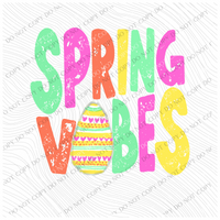 Spring Vibes Egg Bright Colors Distressed Digital Design, PNG
