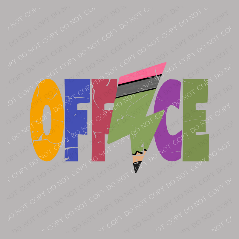 Office Colorful  Distressed Pencil Lightning Bolt Design PNG