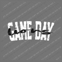 Game Day Lions Cutout Curved Distressed White/Black Digital Design, PNG