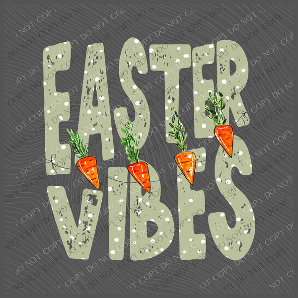 Easter Vibes Green With Polka Dots and Carrot Sting Distressed Digital Design, PNG
