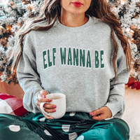 Elf Wanna Be Wave Stitch in Evergreen & White Christmas Digital Download, PNG