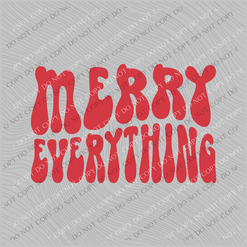 Merry Everything Groovy Wave Single Color Red Christmas Digital Download, PNG