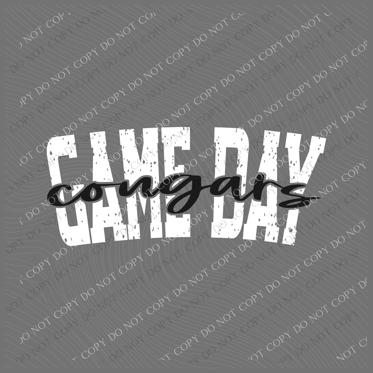 Game Day Cougars Cutout Curved Distressed White/Black Digital Design, PNG