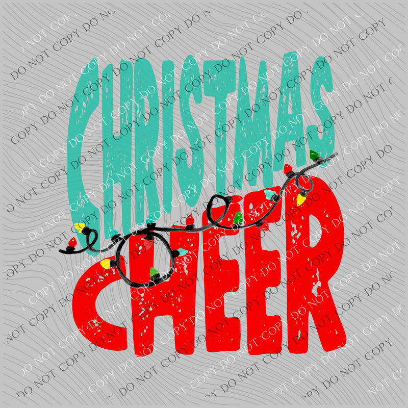 Christmas Cheer Distressed Teal Green and Red Christmas Lights Digital Download, PNG