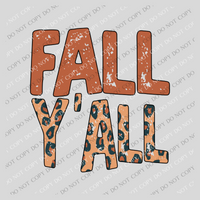 Fall Y'all Distressed Leopard & Brown Digital Design PNG