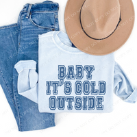 Baby it's Cold Outside Distressed Indigo Blue Christmas PNG, Digital Download