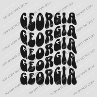 Georgia Groovy Wave Stacked Digital Design PNG, Both Black and White Designs Incuded