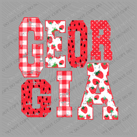 Georgia Strawberries, Gingham & Polka Dots Reds/White Distressed Digital Design, PNG