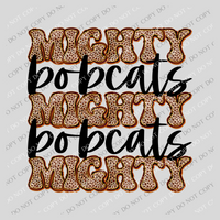 Bobcats Mighty Mighty Mighty Leopard Stacked Retro Doodle Black PNG