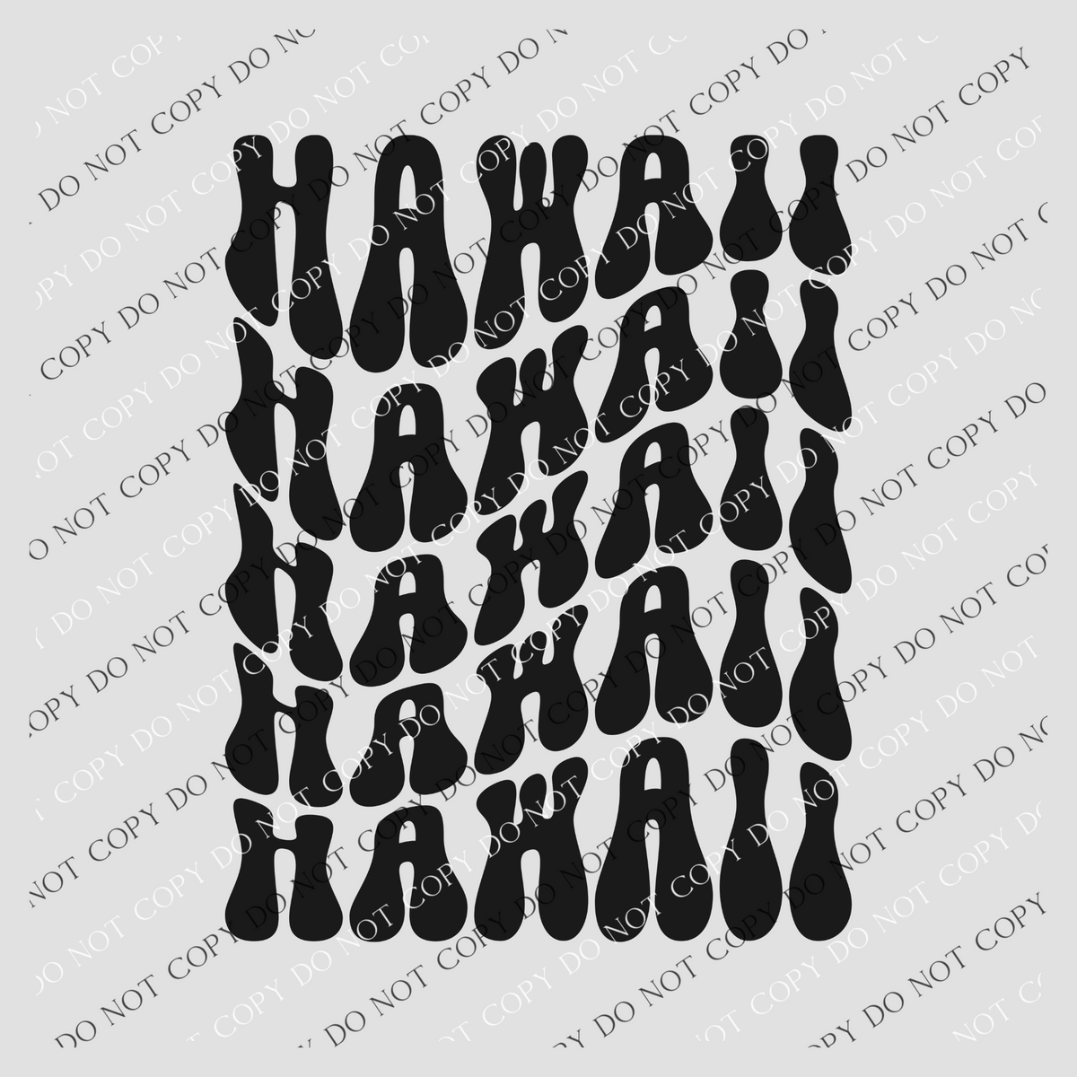 Hawaii Groovy Wave Stacked Digital Design PNG, Both Black and White Designs Incuded