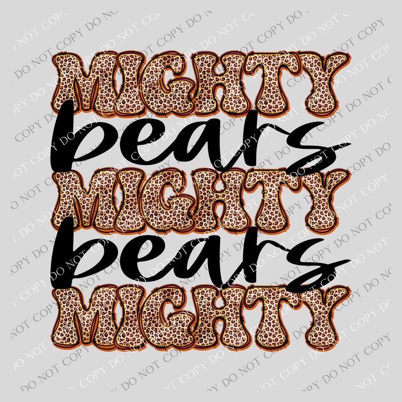 Bears Mighty Mighty Mighty Leopard Stacked Retro Doodle Black PNG