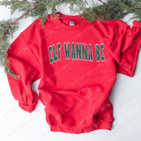 Elf Wanna Be Wave Stitch in Evergreen & White Christmas Digital Download, PNG