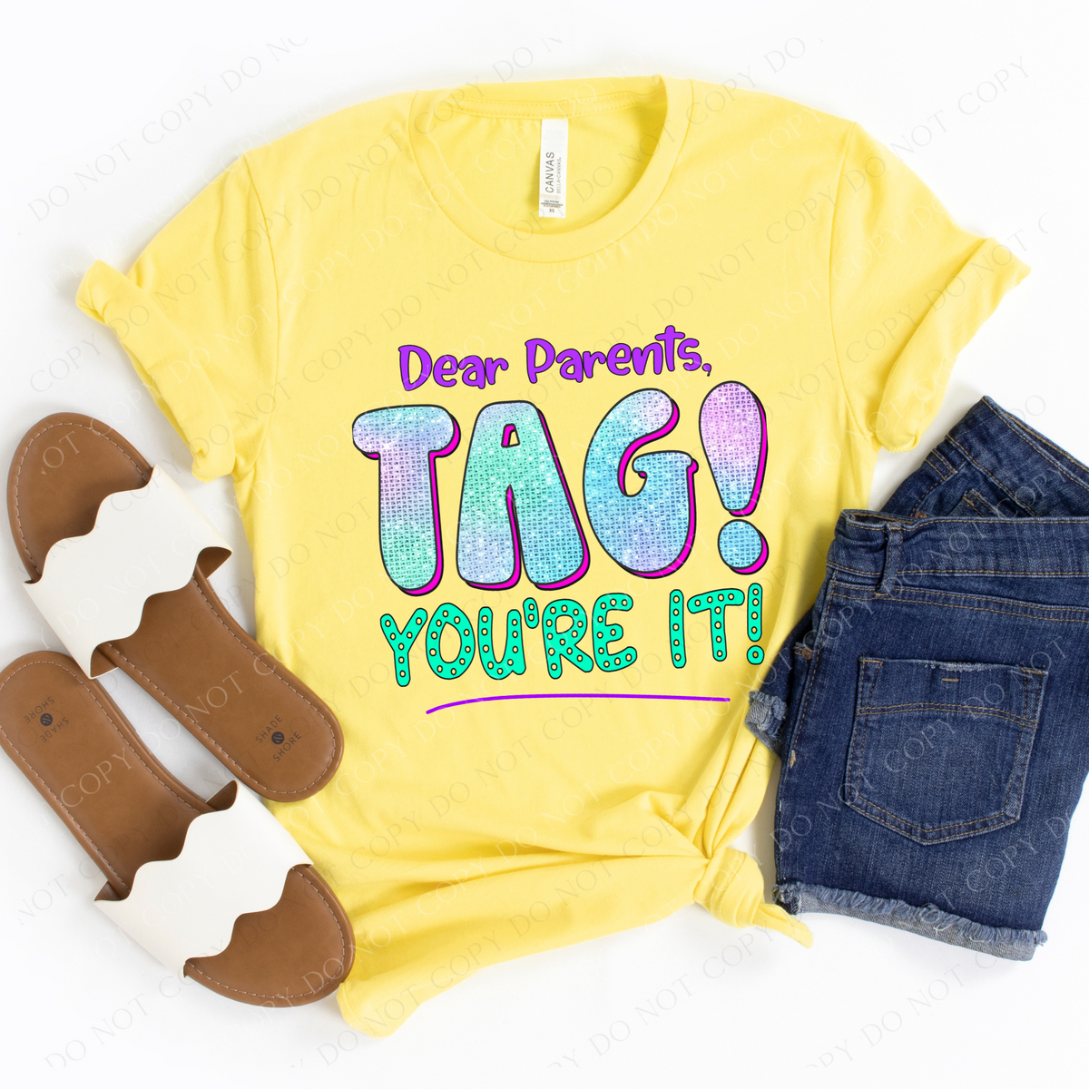 Dear Parents, TAG! You're It! Bright Summery Colors Digital Design, PNG