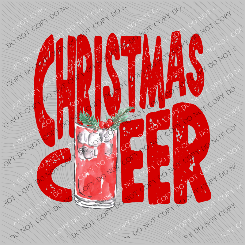 Christmas Cheer Distressed Red Holiday Drink Digital Download, PNG