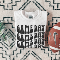 Game Day Groovy Wave Stacked Digital Design PNG, Both Black and White Designs Incuded