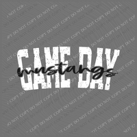 Game Day Mustangs Cutout Curved Distressed White/Black Digital Design, PNG