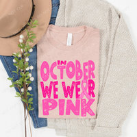 In October we Wear Pink Distressed, Cancer Ribbon Multi Pink Digital Design,  PNG
