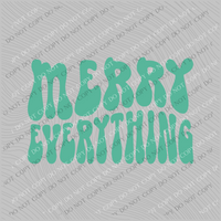 Merry Everything Groovy Wave Single Color Mint Green Christmas Digital Download, PNG