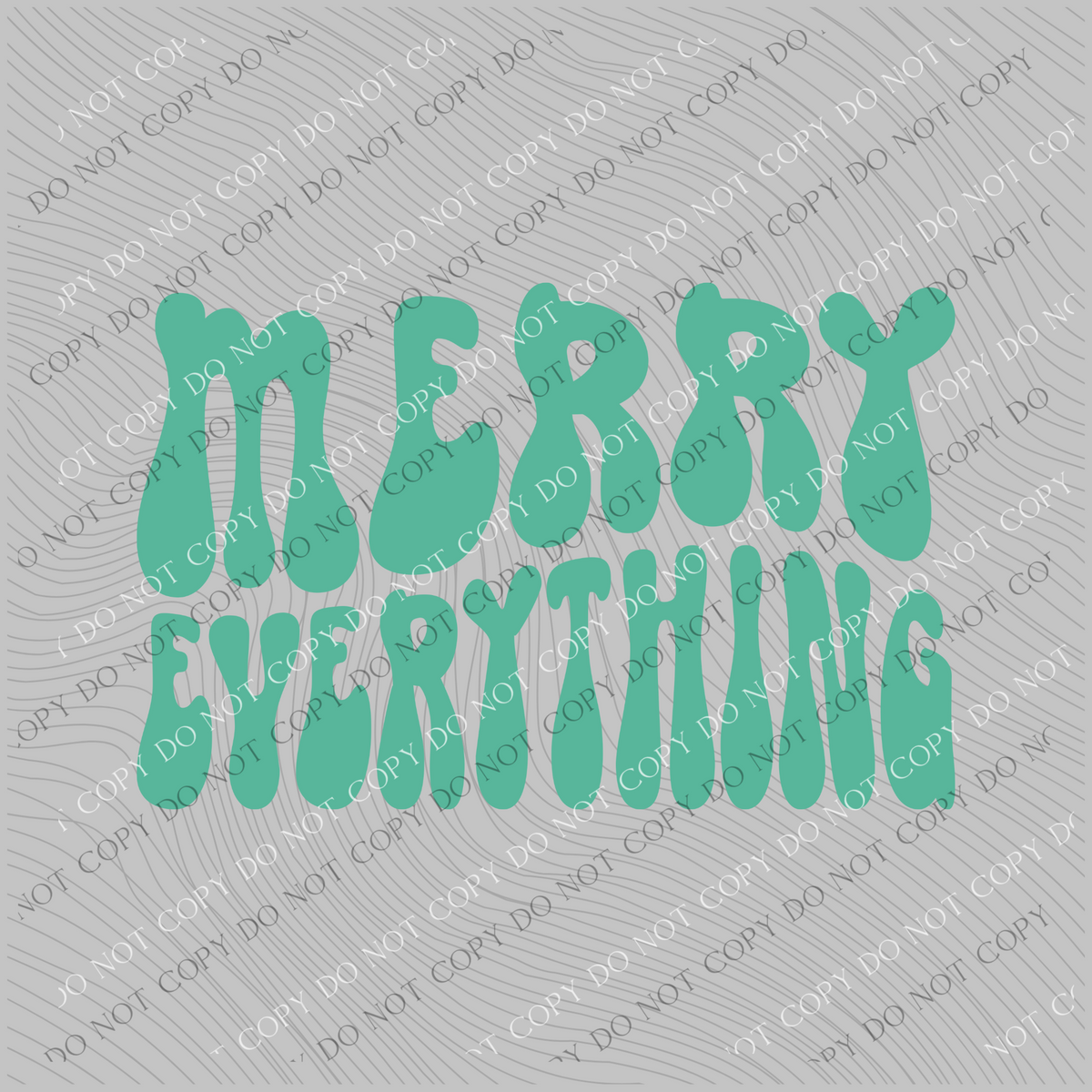 Merry Everything Groovy Wave Single Color Mint Green Christmas Digital Download, PNG