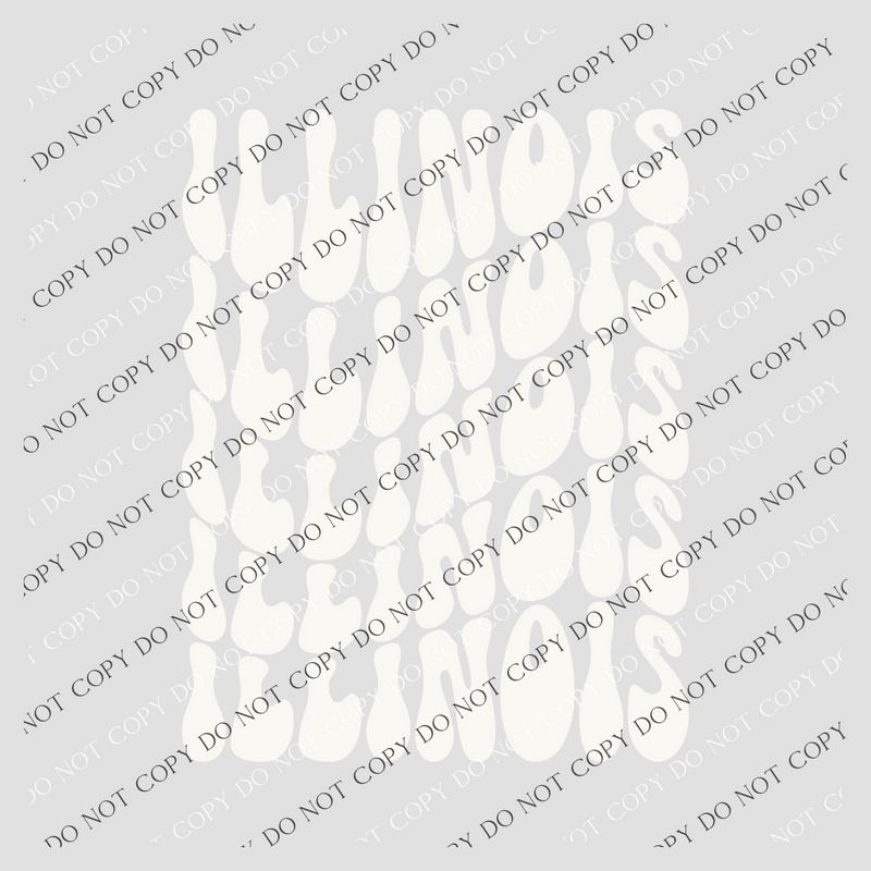 Illinois Groovy Wave Stacked Digital Design PNG, Both Black and White Designs Incuded