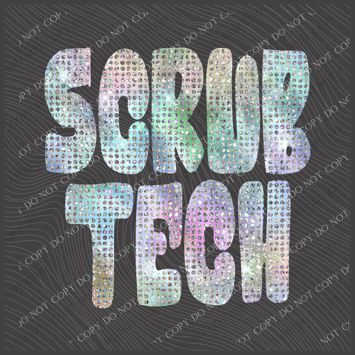 Scrub Tech Halographic Bling Digital Design, PNG