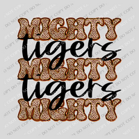 Tigers Mighty Mighty Mighty Leopard Stacked Retro Doodle Black PNG