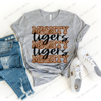 Tigers Mighty Mighty Mighty Leopard Stacked Retro Doodle Black PNG