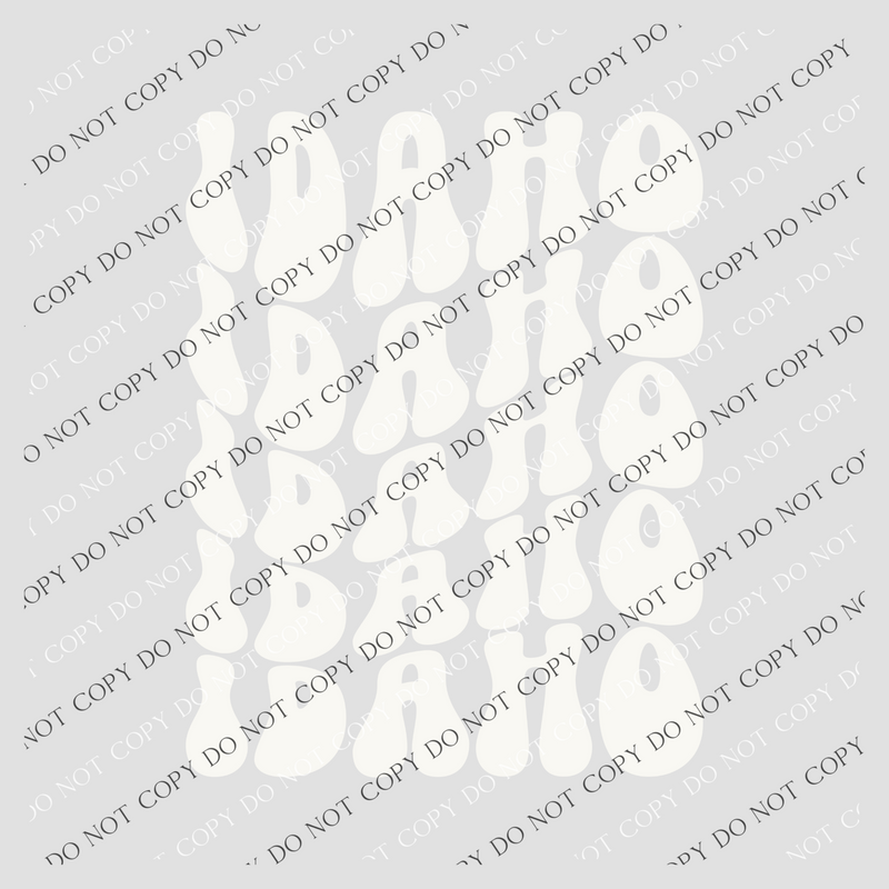 Idaho Groovy Wave Stacked Digital Design PNG, Both Black and White Designs Incuded