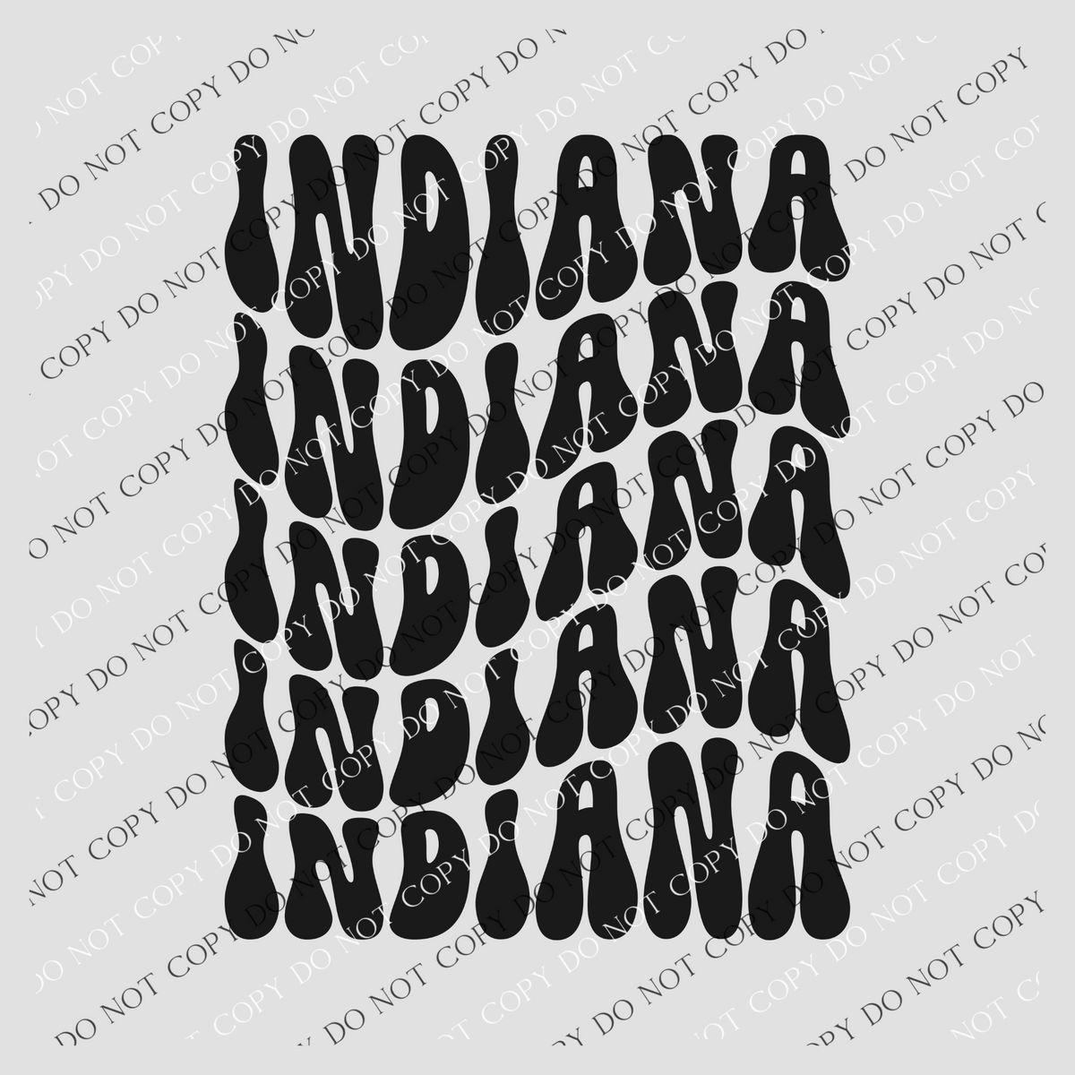 Indiana Groovy Wave Stacked Digital Design PNG, Both Black and White Designs Incuded