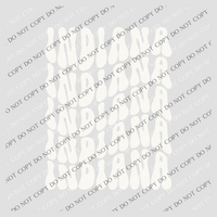 Indiana Groovy Wave Stacked Digital Design PNG, Both Black and White Designs Incuded