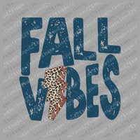 Distressed Fall Vibes Leopard Lightning Bolt in Midnight Blue Design PNG