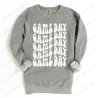 Game Day Groovy Wave Stacked Digital Design PNG, Both Black and White Designs Incuded