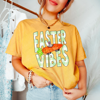 Easter Vibes Green Gingham Outline with Carrot Bunny Car Distressed Digital Design, PNG