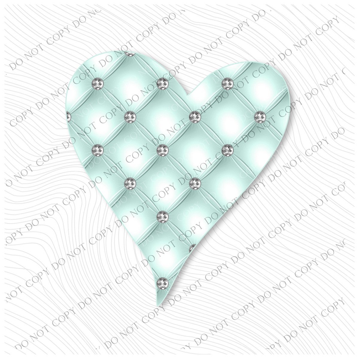 Blue/Green Diamond Heart with Drop Shadow Valentine Digital Design, PNG