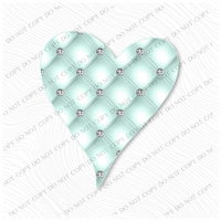 Blue/Green Diamond Heart with Drop Shadow Valentine Digital Design, PNG