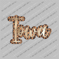 Iowa Script Leopard Glitter and Foil PNG,  Digital Design