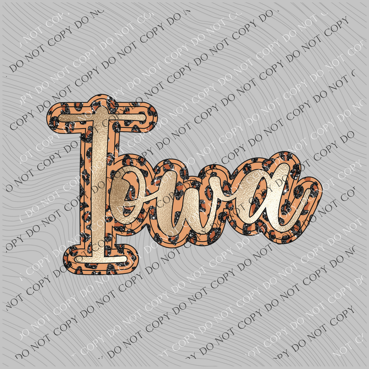 Iowa Script Leopard Glitter and Foil PNG, Digital Design – Grove 123 ...