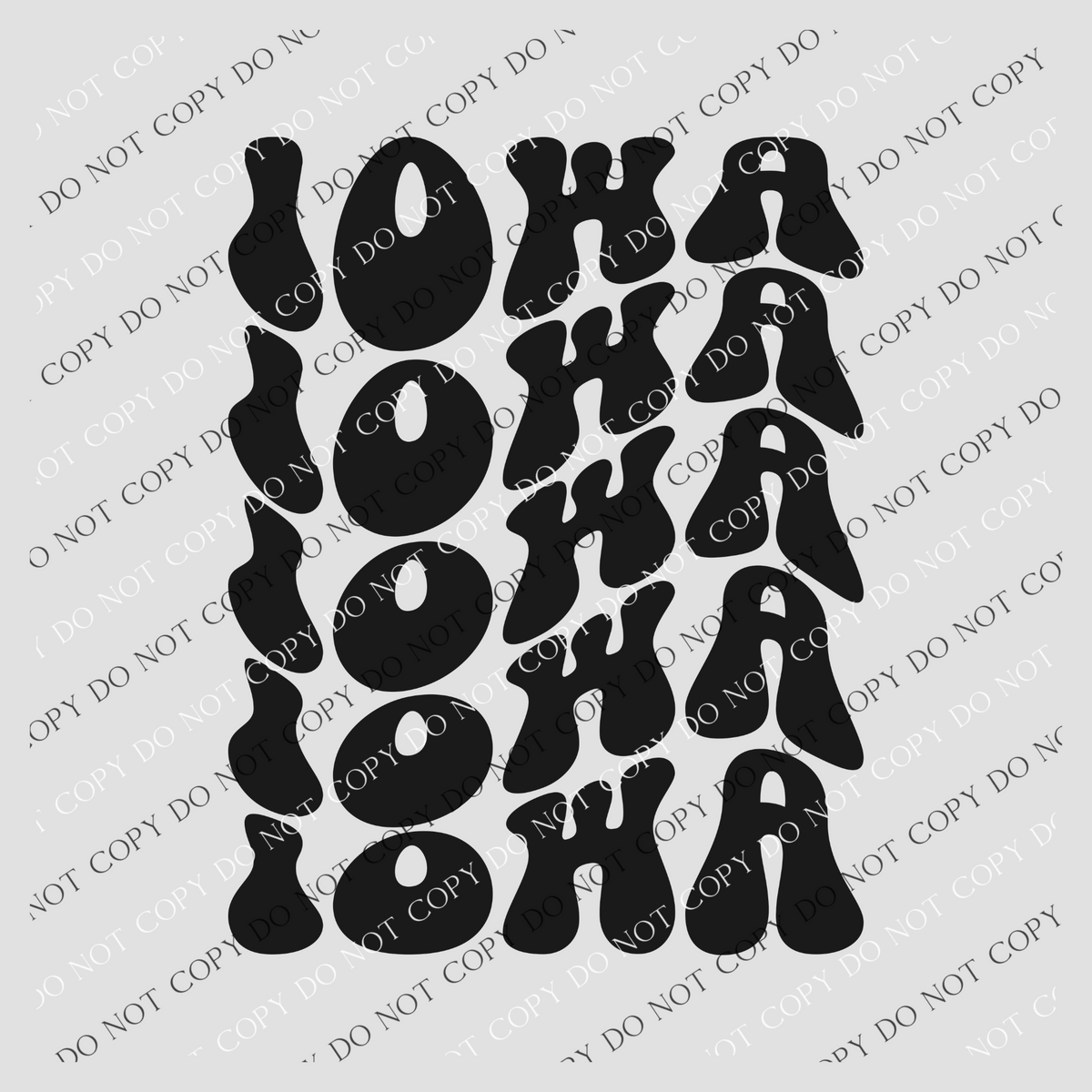 Iowa Groovy Wave Stacked Digital Design PNG, Both Black and White Designs Incuded