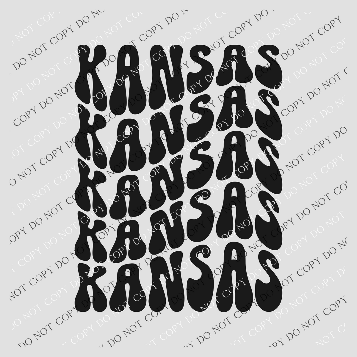 Kansas Groovy Wave Stacked Digital Design PNG, Both Black and White Designs Incuded