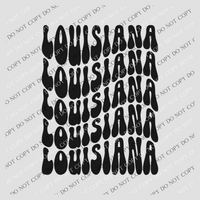 Louisiana Groovy Wave Stacked Digital Design PNG, Both Black and White Designs Incuded