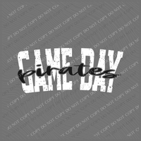 Game Day Pirates Cutout Curved Distressed White/Black Digital Design, PNG