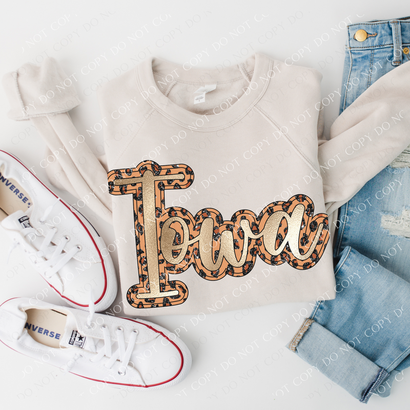 Iowa Script Leopard Glitter and Foil PNG, Digital Design – Grove 123 ...