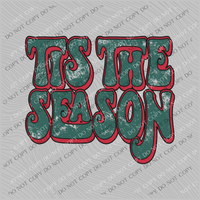 Tis the Season Distressed Groovy Shadow Red & Green Christmas PNG, Digital Download