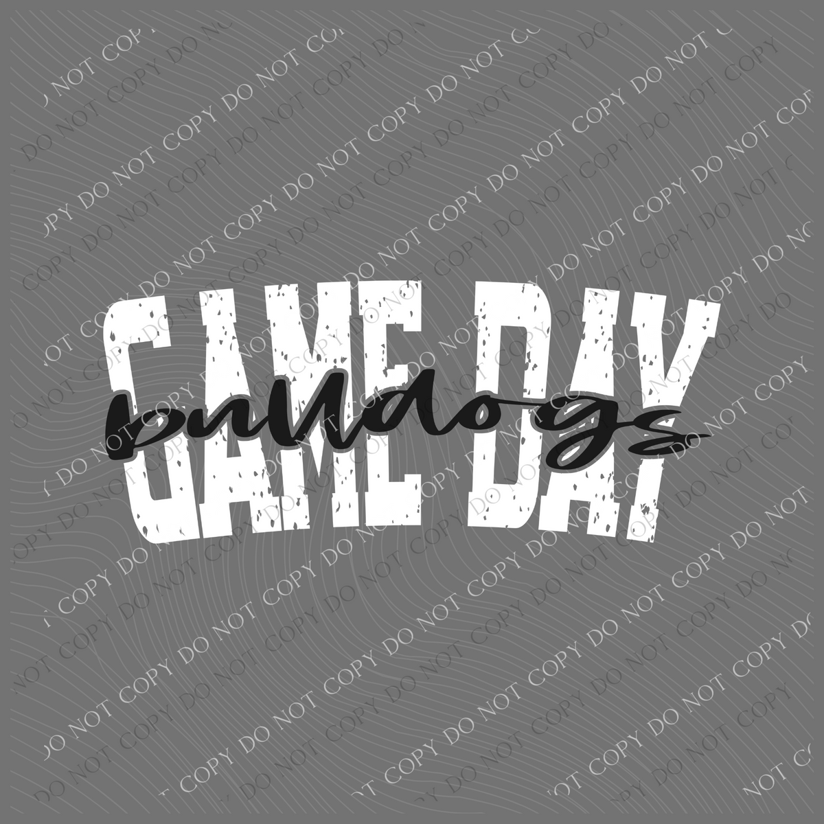Game Day Bulldogs Cutout Curved Distressed White/Black Digital Design, PNG
