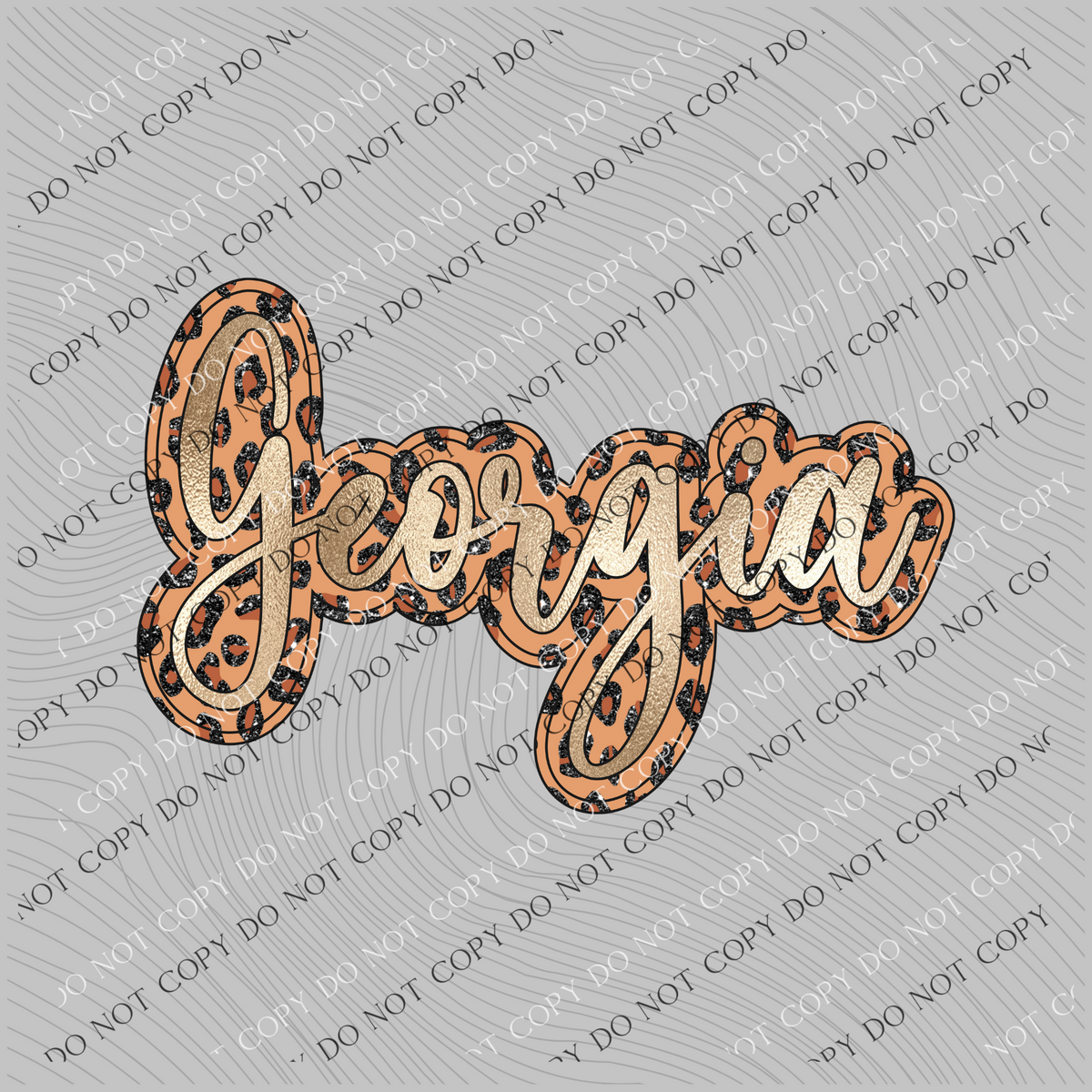 Georgia Script Leopard Glitter and Foil PNG,  Digital Design
