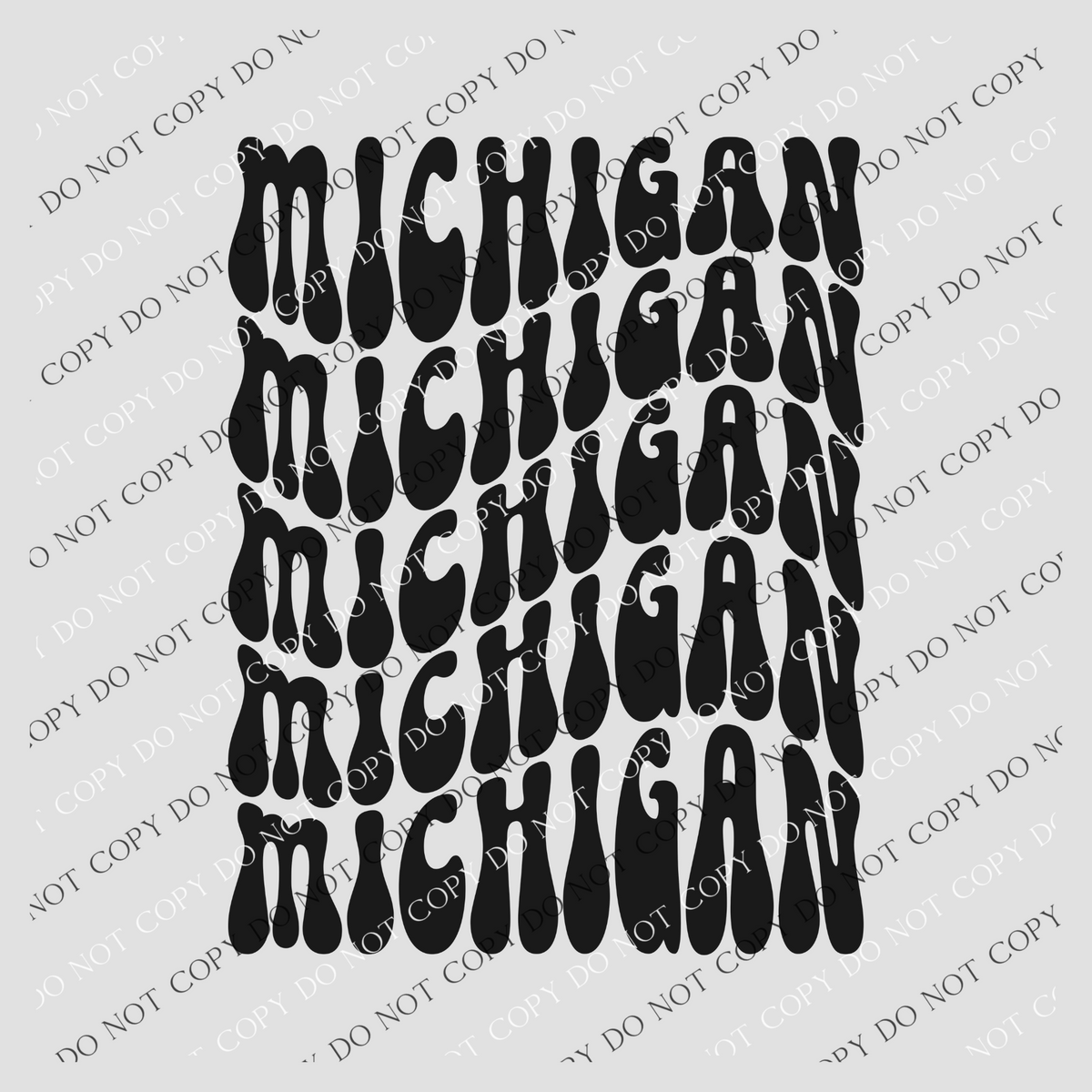 Michigan Groovy Wave Stacked Digital Design PNG, Both Black and White Designs Incuded