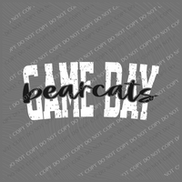 Game Day Bearcats Cutout Curved Distressed White/Black Digital Design, PNG