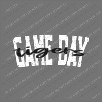 Game Day Tigers Cutout Curved Distressed White/Black Digital Design, PNG