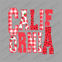 California Strawberries, Gingham & Polka Dots Reds/White Distressed Digital Design, PNG